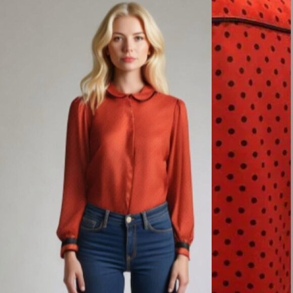 Franck Olivier Red Polka Dot Blouse - Picture 1 of 16